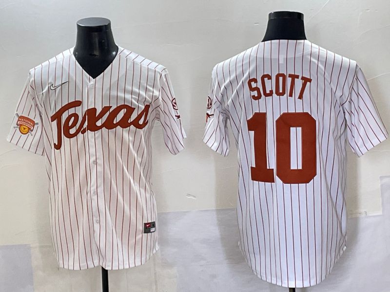 Men Texas Longhorns #10 Scott White stripe Nike joint Name NCAA 2025 Jersey style 15